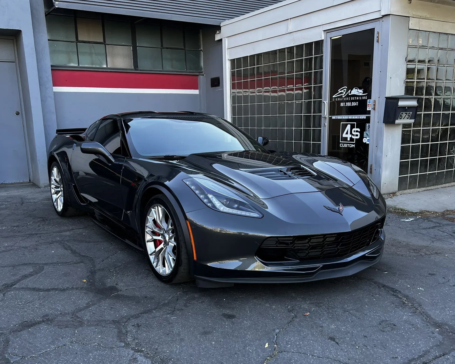 Black Corvette C7 with paint protection film at 4s Custom in Salt Lake City.